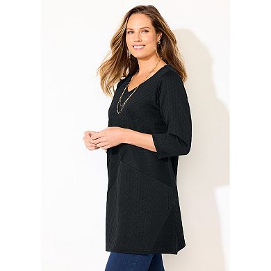 Catherines Women's Plus Size Spliced Cable Tunic