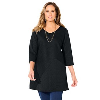 Catherines Women's Plus Size Spliced Cable Tunic