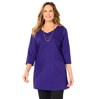 Catherines Women's Plus Size Spliced Cable Tunic