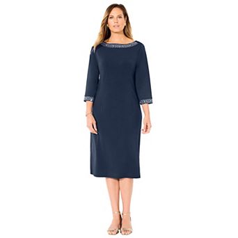 Catherines Women's Plus Size Stud Accent Shift Dress