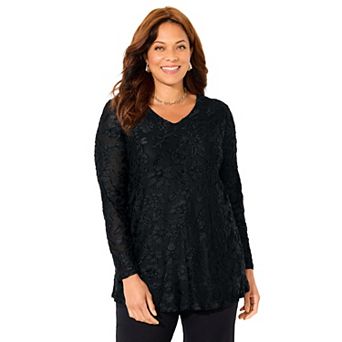 Catherines Women's Plus Size Flocked Mesh Tunic