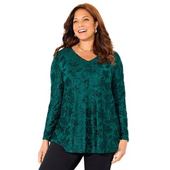 Catherines Women's Plus Size Flocked Mesh Tunic