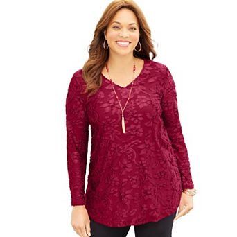 Catherines Women's Plus Size Flocked Mesh Tunic
