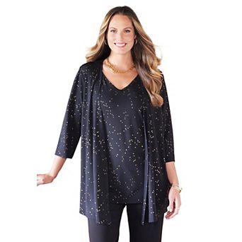Catherines Women's Plus Size Disco Dot Duet Top