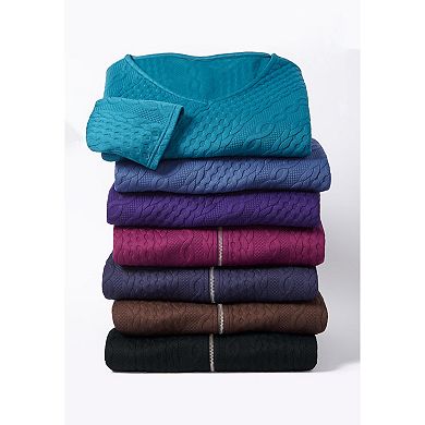 Catherines Women's Plus Size Zip-Front Cable Jacket