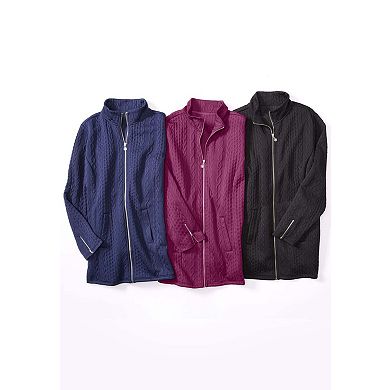 Catherines Women's Plus Size Zip-Front Cable Jacket