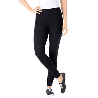 Woman Within Plus Size Petite Stretch-Cotton Knit Pull-On Leggings