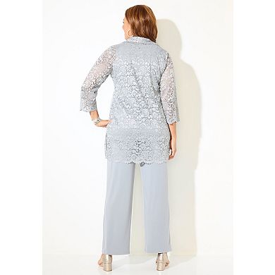 Catherines Women's Plus Size 3-Piece Lace Pant Set