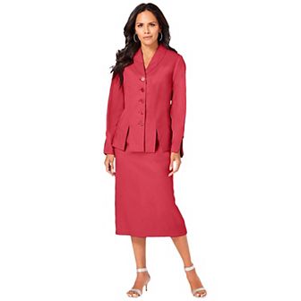 Roaman's Women's Plus Size Petite Two Piece Skirt Suit