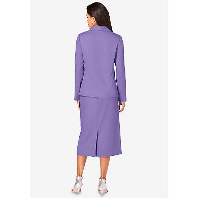 Roaman's Women's Plus Size Petite Plus Size Long Sleeve Shawl-Collar Jacket & Sheath Skirt Set
