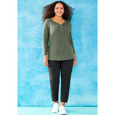 Catherines Women's Plus Size Suprema Studio Slim Leg Zip Pant