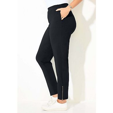 Catherines Women's Plus Size Suprema Studio Slim Leg Zip Pant