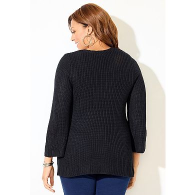 Catherines Women's Plus Size Shaker Stitch Pullover