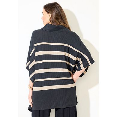 Catherines Women's Plus Size Anywear Brushed Hacci Ribbed Poncho