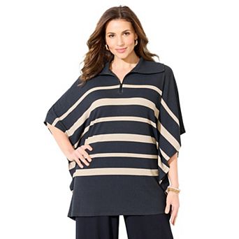 Catherines Women's Plus Size Anywear Brushed Hacci Ribbed Poncho