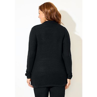 Catherines Women's Plus Size Ottoman Stitch Cardigan Blazer