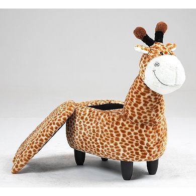 Brown Giraffe Animal Storage Ottoman