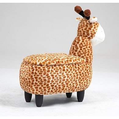 Brown Giraffe Animal Storage Ottoman