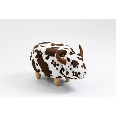 Brown and White Cow Storage Ottoman