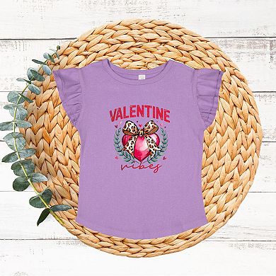 Coquette Valentine Vibes Toddler Flutter Sleeve Graphic Tee
