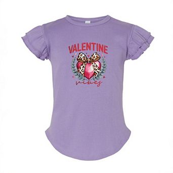 Coquette Valentine Vibes Toddler Flutter Sleeve Graphic Tee