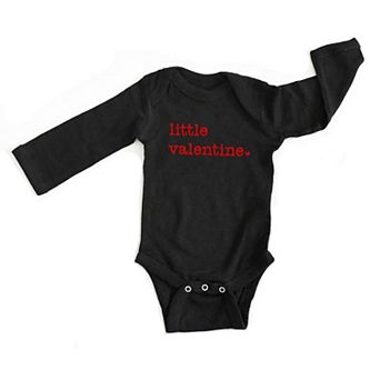 Little Valentine Raised Print Baby Long Sleeve Bodysuit