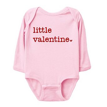 Little Valentine Raised Print Baby Long Sleeve Bodysuit