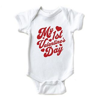 First Valentine's Cursive Baby Bodysuit