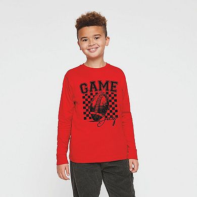 Retro Football Game Day Youth Long Sleeve Graphic Tee