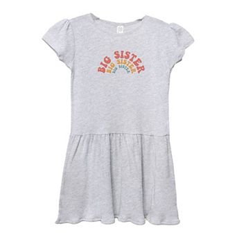 Big Sister Stacked Curved Toddler Girl Dress