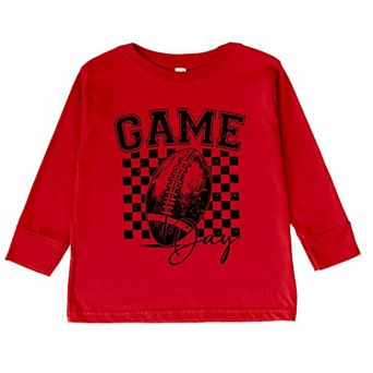 Retro Football Game Day Toddler Long Sleeve Graphic Tee