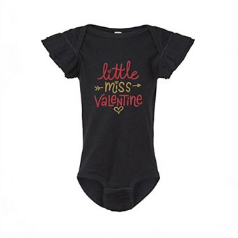 Little Miss Valentine Baby Flutter Sleeve Bodysuit