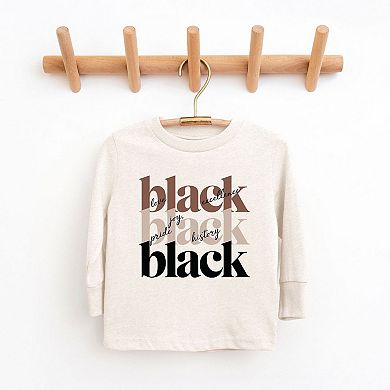 Black History Stacked Youth Long Sleeve Graphic Tee