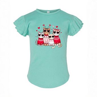 Valentine Kittens Toddler Flutter Sleeve Graphic Tee