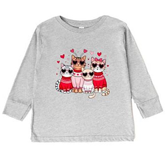 Valentine Kittens Youth Long Sleeve Graphic Tee
