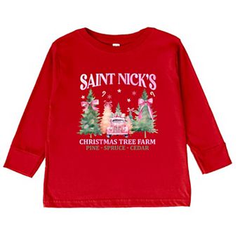 Coquette St. Nick's Tree Farm Toddler Long Sleeve Graphic Tee