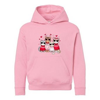 Valentine Kittens Youth Graphic Hoodie