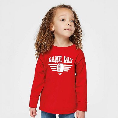 Football Game Day Stripes Toddler Long Sleeve Graphic Tee
