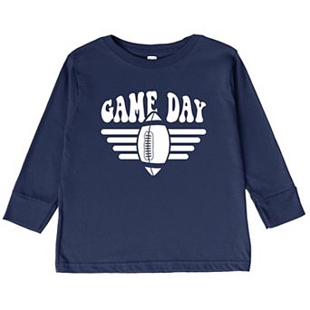 Football Game Day Stripes Toddler Long Sleeve Graphic Tee