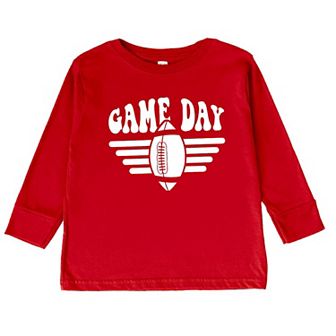 Football Game Day Stripes Toddler Long Sleeve Graphic Tee