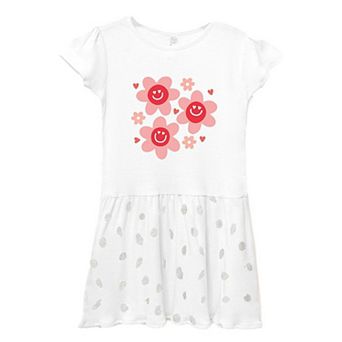 Hippy Flower Valentine Toddler Girl Dress