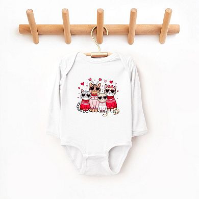 Valentine Kittens Baby Long Sleeve Bodysuit