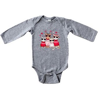 Valentine Kittens Baby Long Sleeve Bodysuit