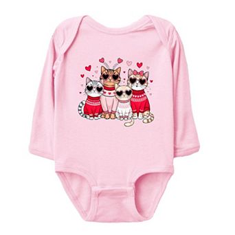 Valentine Kittens Baby Long Sleeve Bodysuit