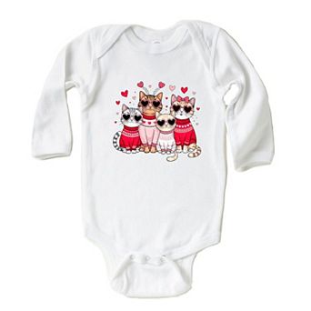Valentine Kittens Baby Long Sleeve Bodysuit