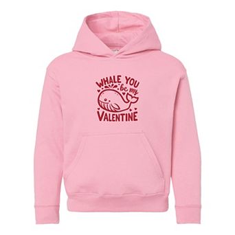 Valentine's Whale Youth Graphic Hoodie