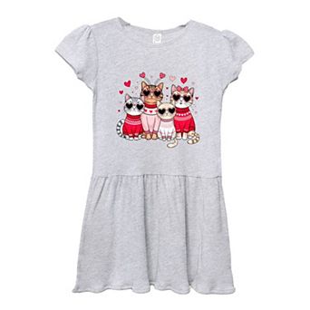 Valentine Kittens Toddler Girl Dress