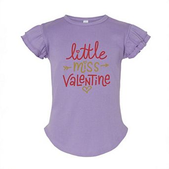 Little Miss Valentine Toddler Flutter Sleeve Graphic Tee