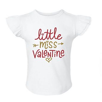 Little Miss Valentine Toddler Flutter Sleeve Graphic Tee