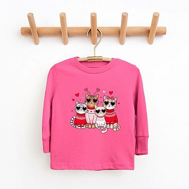 Valentine Kittens Toddler Long Sleeve Graphic Tee